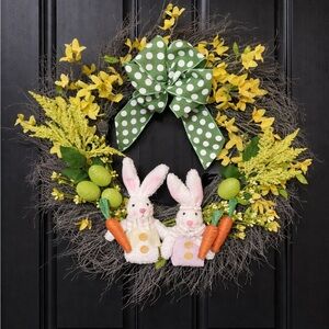 Springtime Bunny Wreath with Yellow Accents